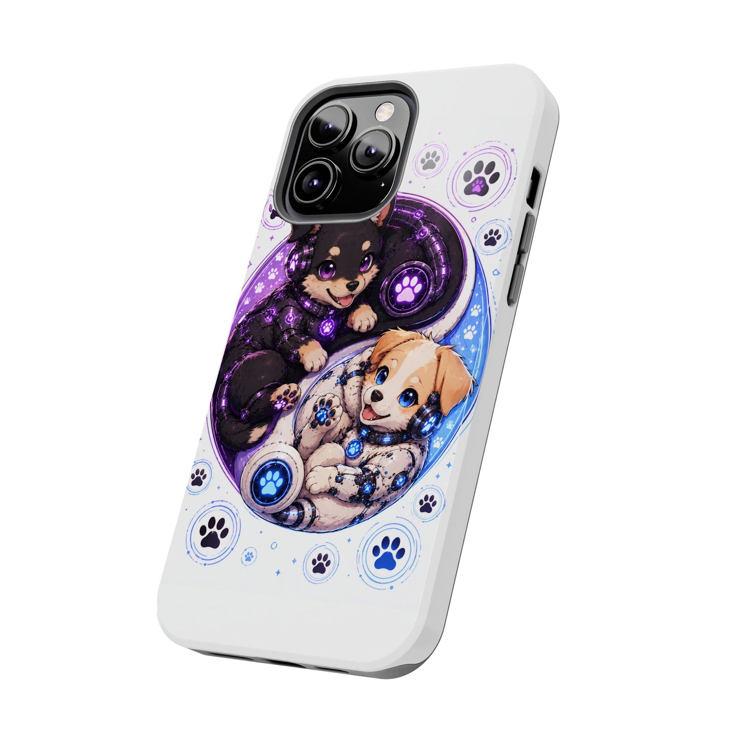 Yin Yang Puppy Tough Phone Case — Cute Paw Print Dog Protector