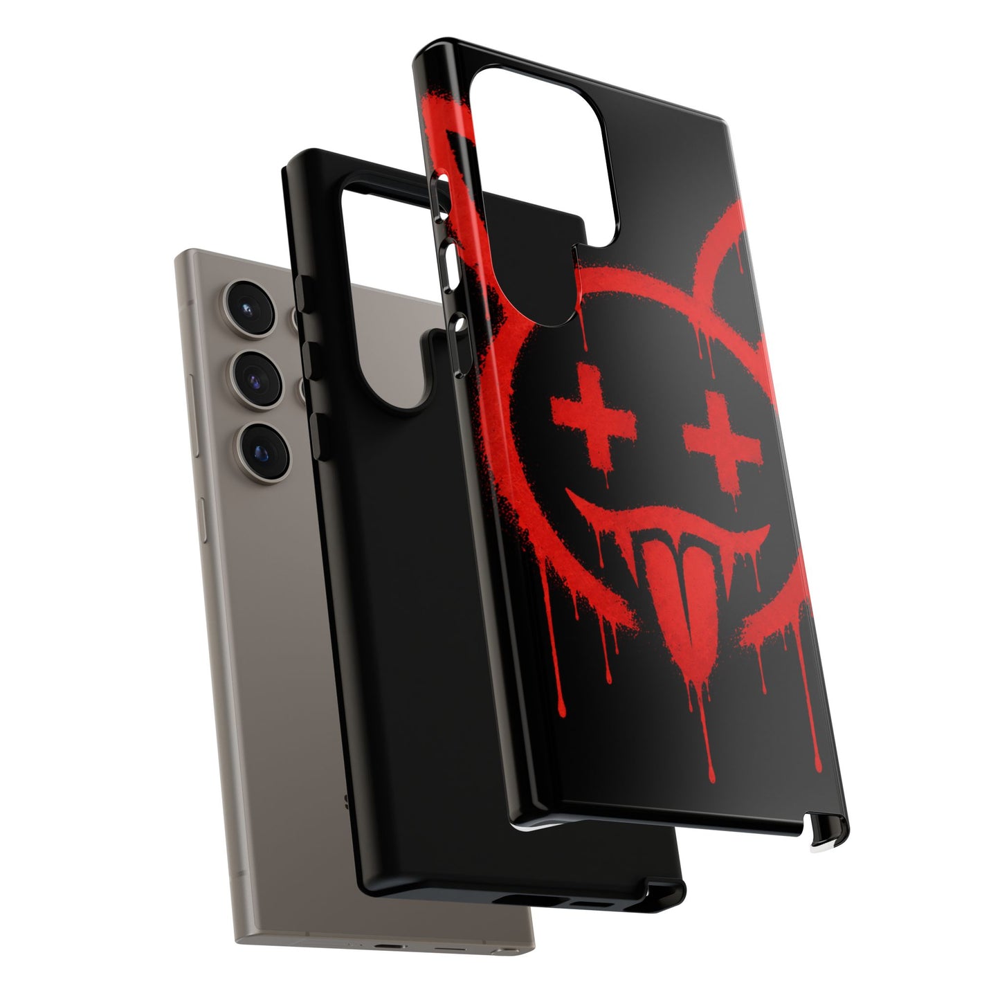 Phone Case - Metallic Souls Red Drip Smiley Graffiti Design