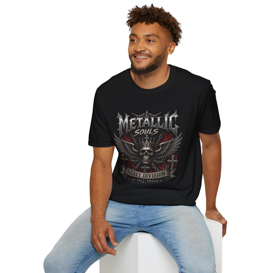 Metallic Souls Graphic T-Shirt — Gothic Skull & Wings Heavy Metal Tee
