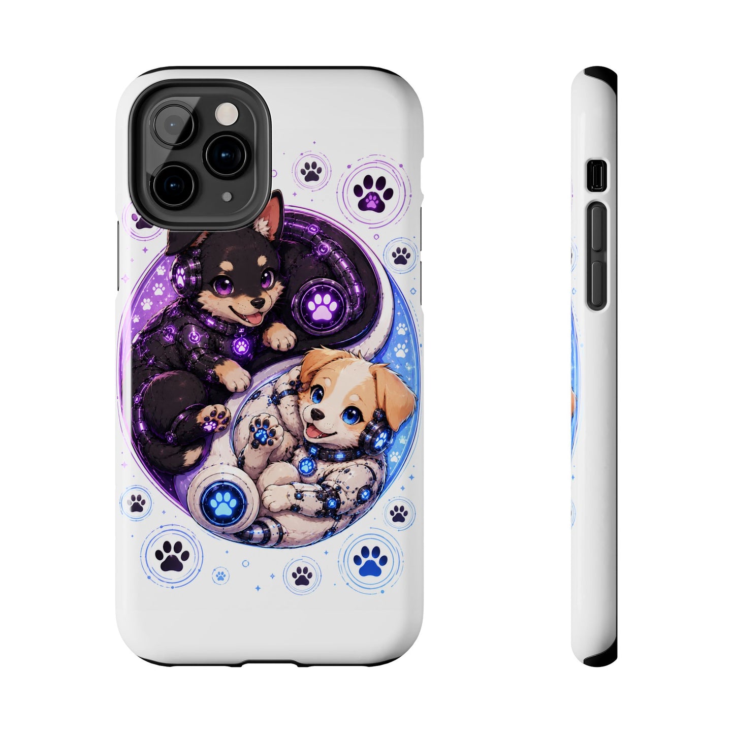 Yin Yang Puppy Tough Phone Case — Cute Paw Print Dog Protector
