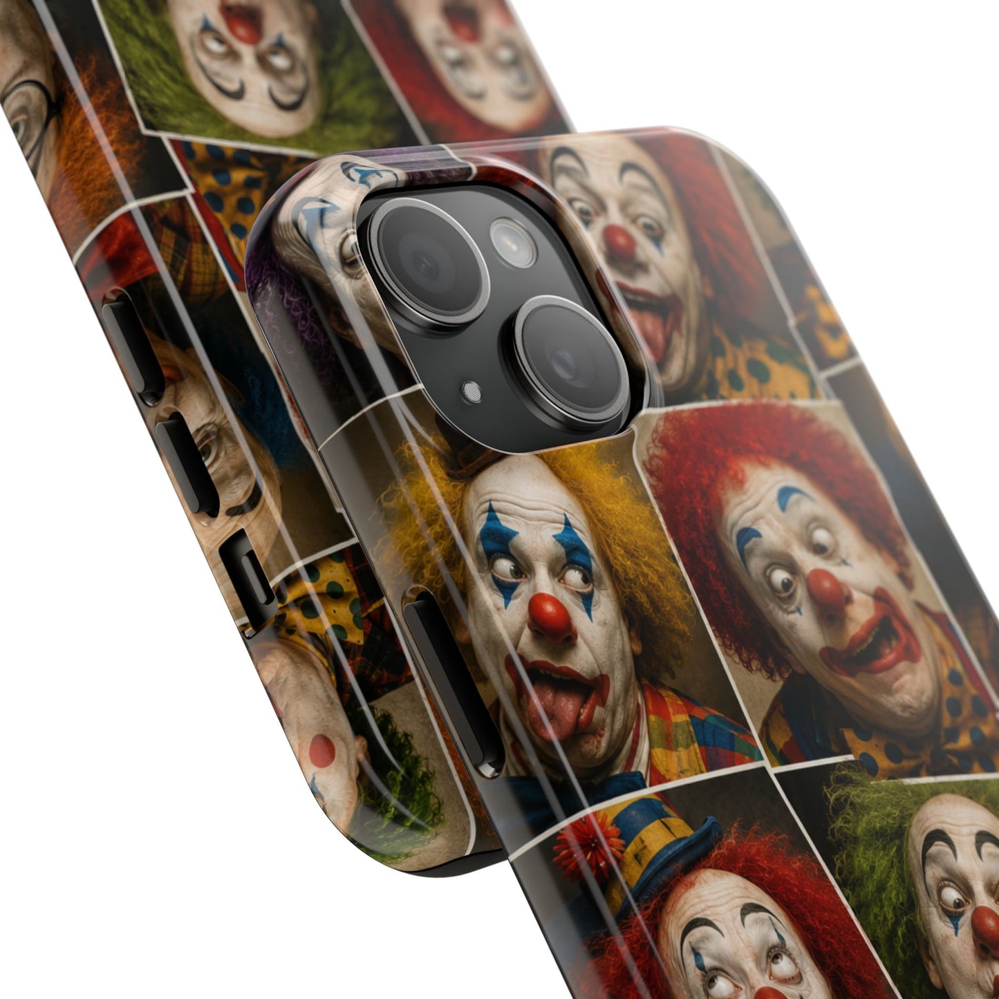 Clown Collage Tough Phone Case — Retro Carnival Horror Pattern