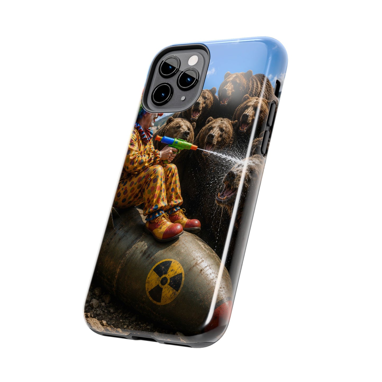 Tough Phone Case — Surreal Clown vs. Bears Protective Phone Cover