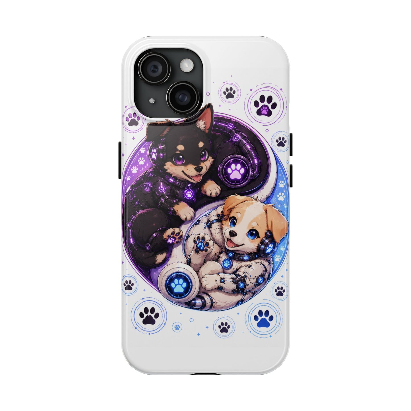 Yin Yang Puppy Tough Phone Case — Cute Paw Print Dog Protector