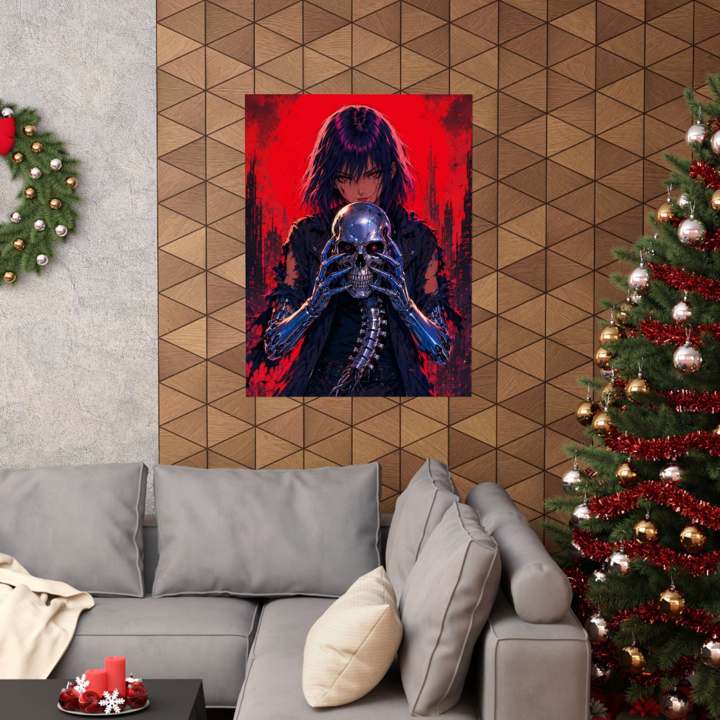 Metallic Souls Skull Poster — Gothic Anime Matte Vertical Wall Art