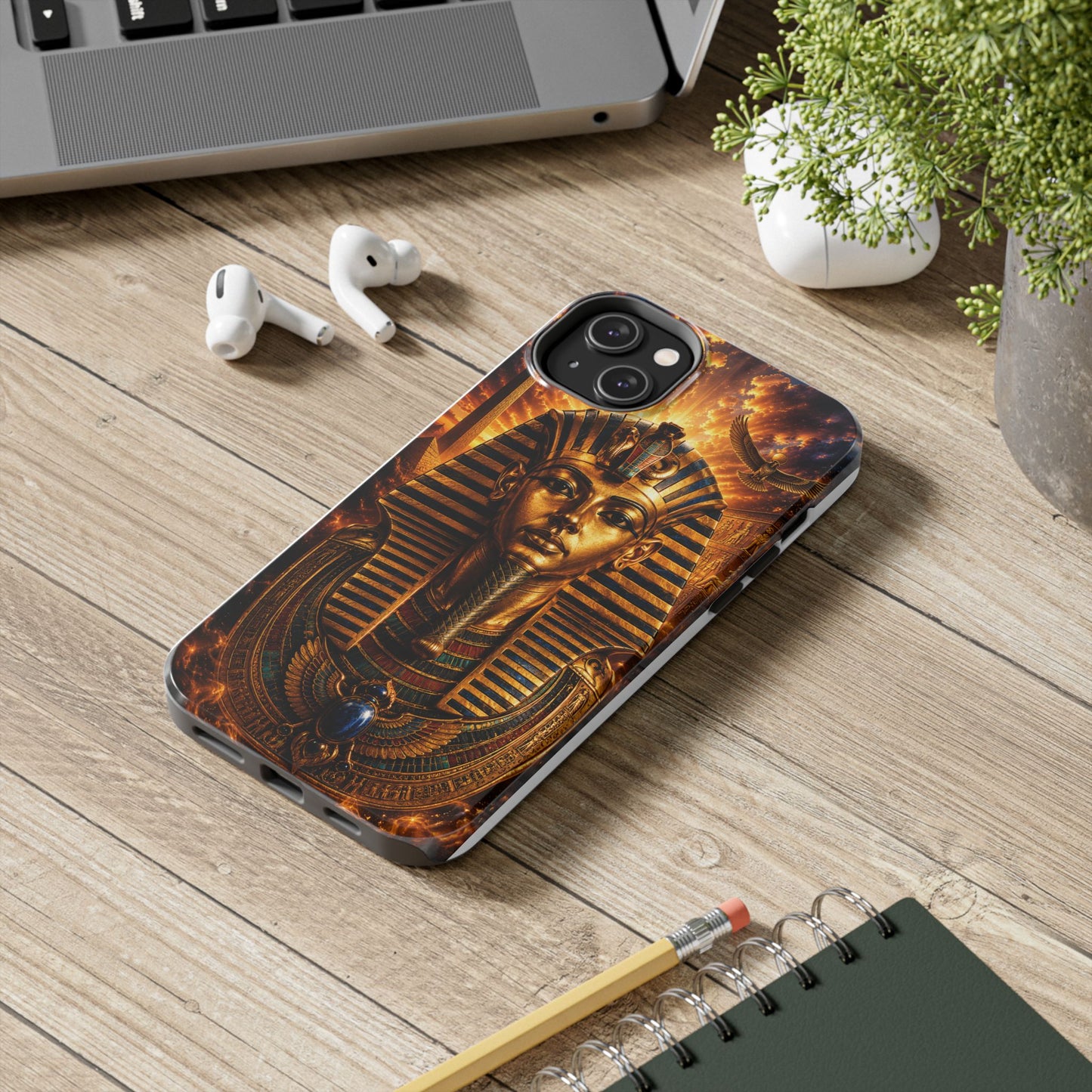 Egyptian Pharaoh Tough Phone Case — Protective Golden Tutankhamun Design