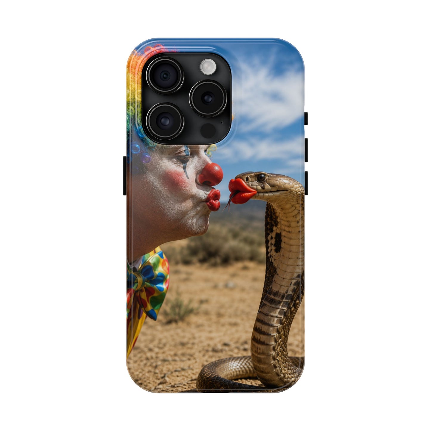 Clown & Cobra Tough Phone Case — Funny Kiss Design, Shockproof Protective Cover