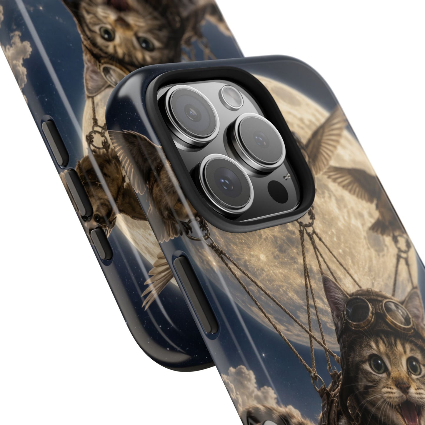Cat Pilot Phone Case — Adventure Kitty Moonlit Flight Tough Protection