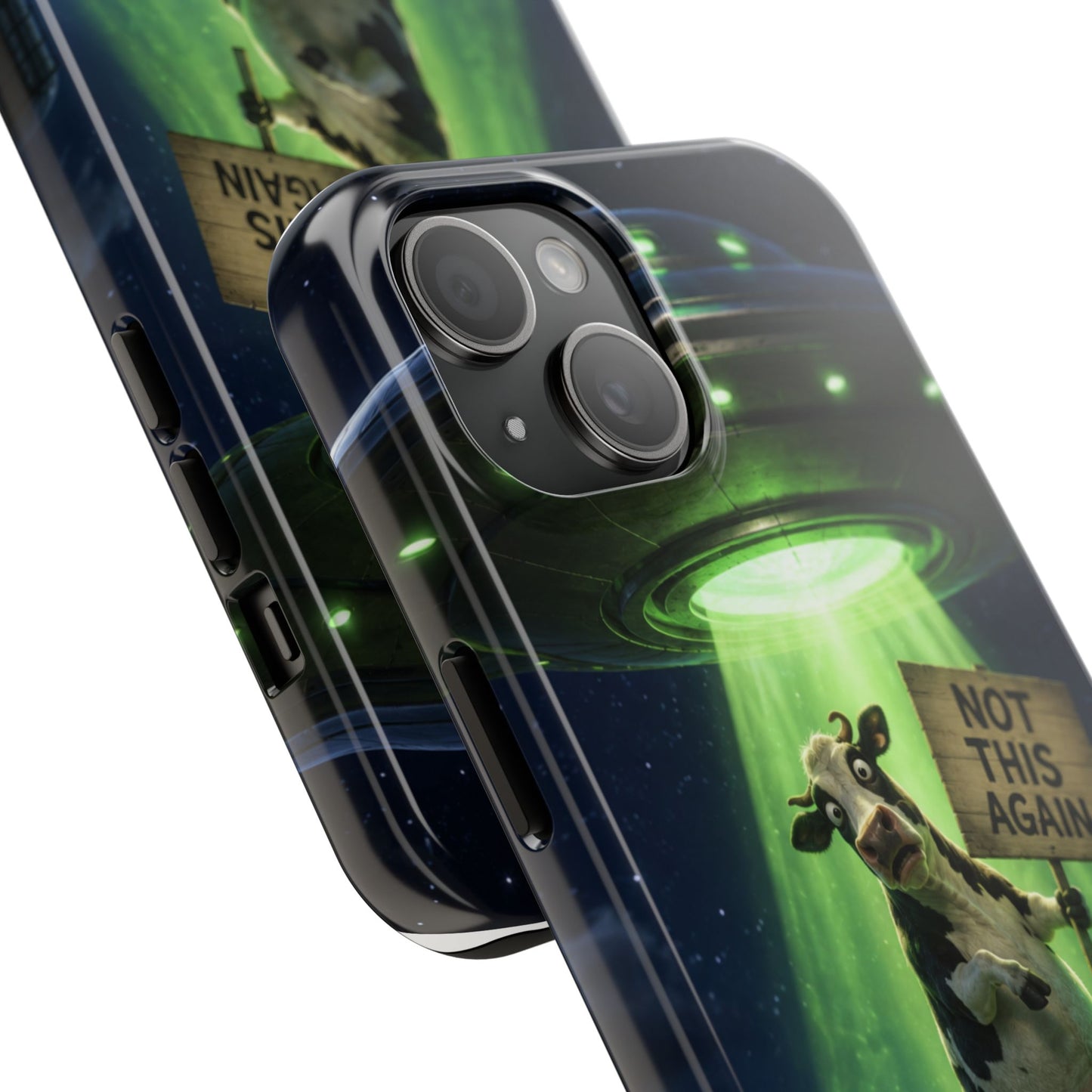 Phone Case — Funny Alien Abduction Cow Design ("Not This Again")