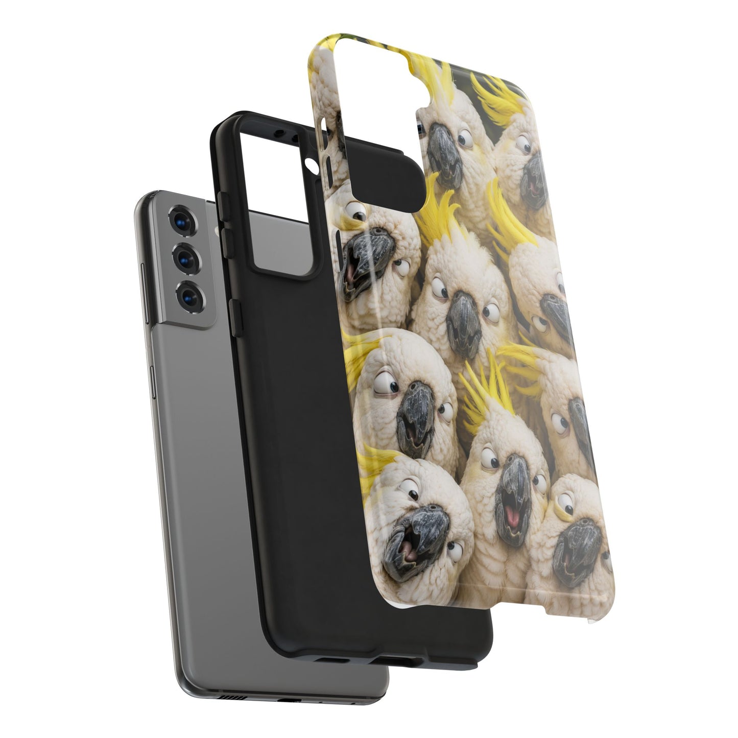 Cockatoo Collage Tough Phone Case — Funny Yellow Crested Bird Protective Phone Cover