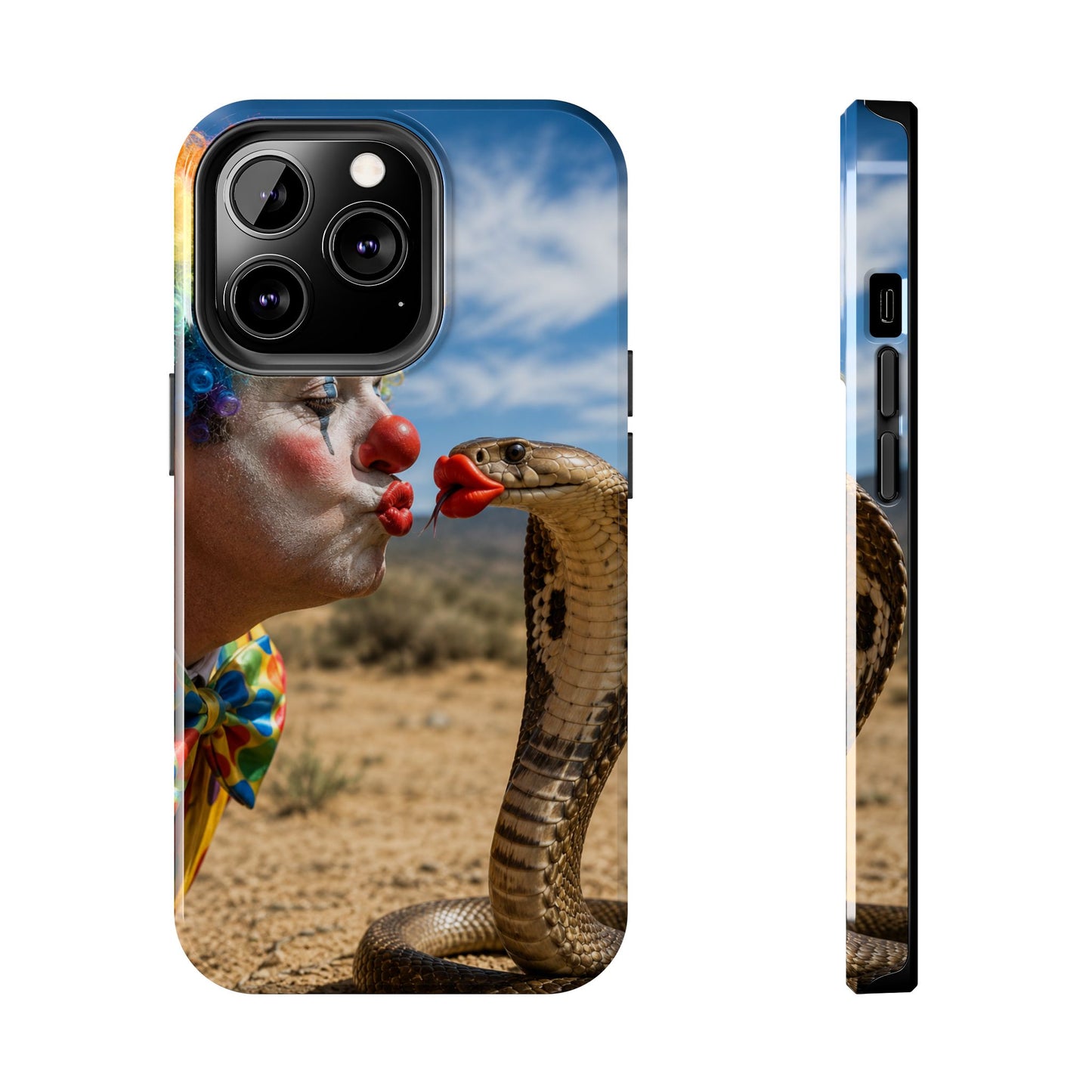Clown & Cobra Tough Phone Case — Funny Kiss Design, Shockproof Protective Cover
