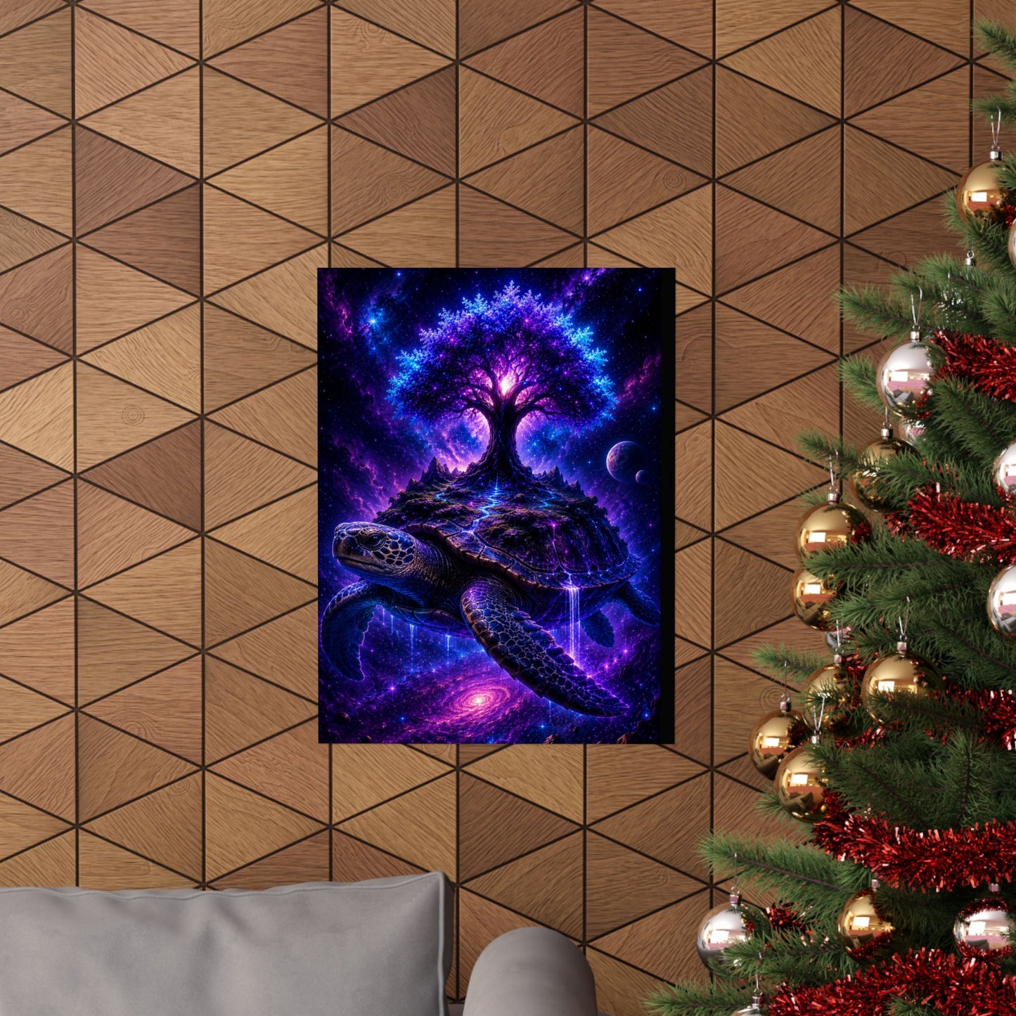Cosmic Turtle Poster — Mystic Tree on Turtle Shell Matte Vertical Wall Art