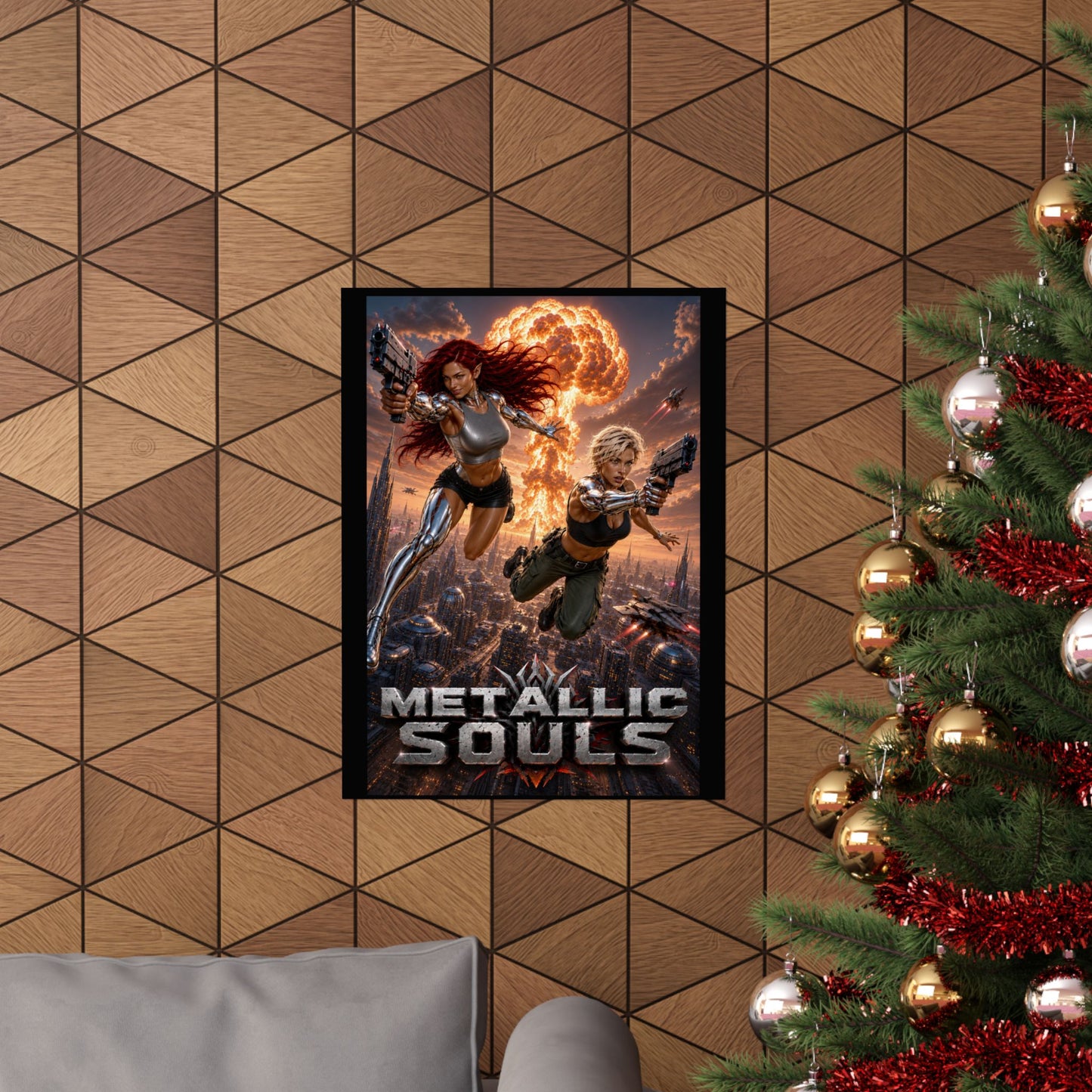 Metallic Souls Sci‑Fi Poster — Action Cyberpunk Movie Art