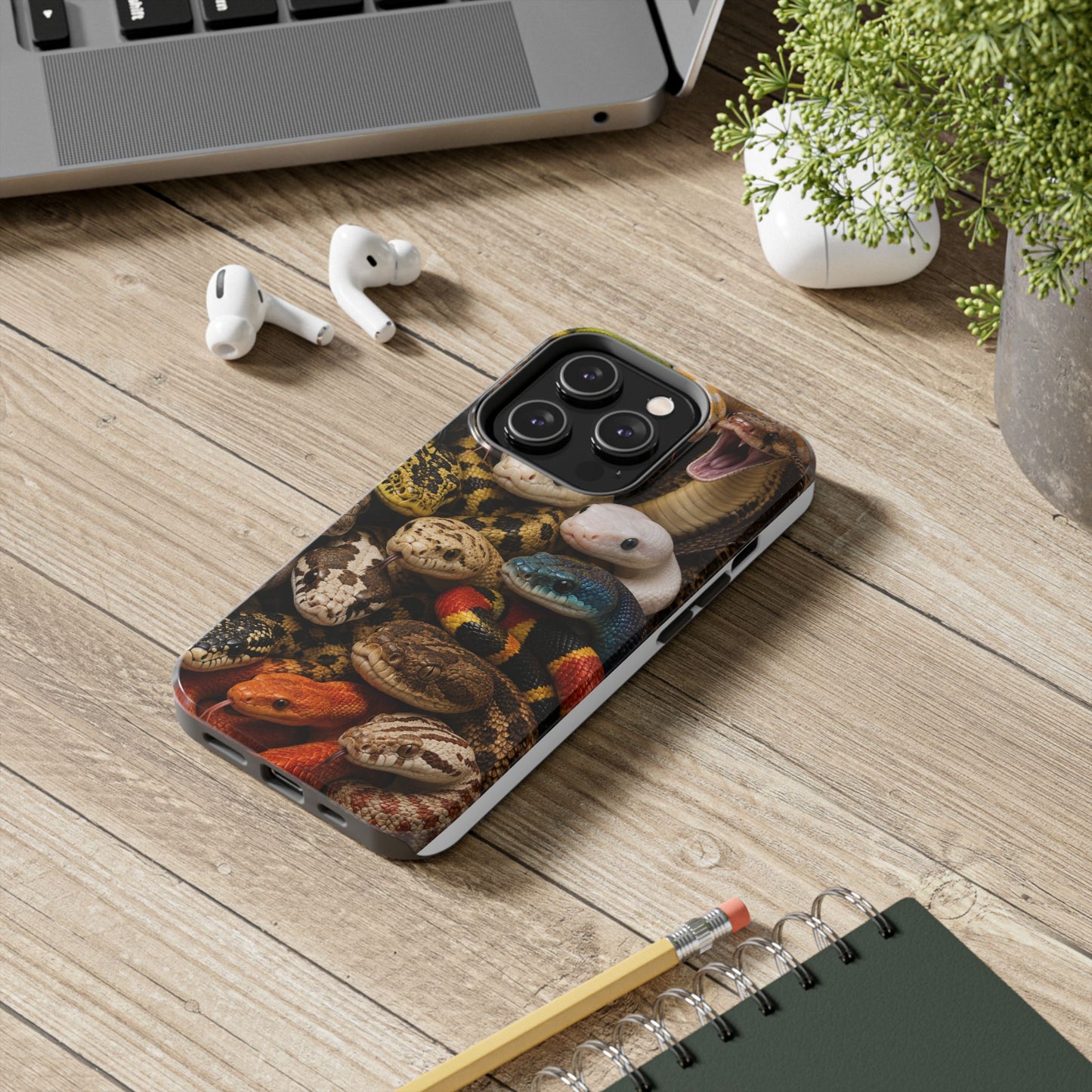 Snake Pattern Tough Phone Case — Colorful Snakes Protective Phone Cover