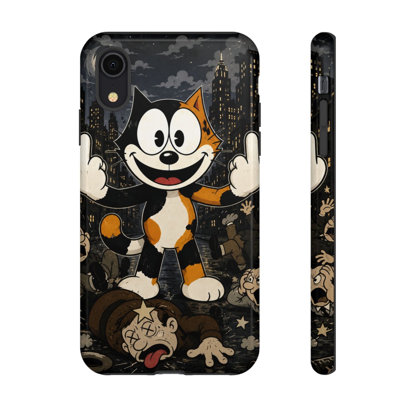 Vintage Cartoon Cat Phone Case — Edgy Felix-Style Illustration
