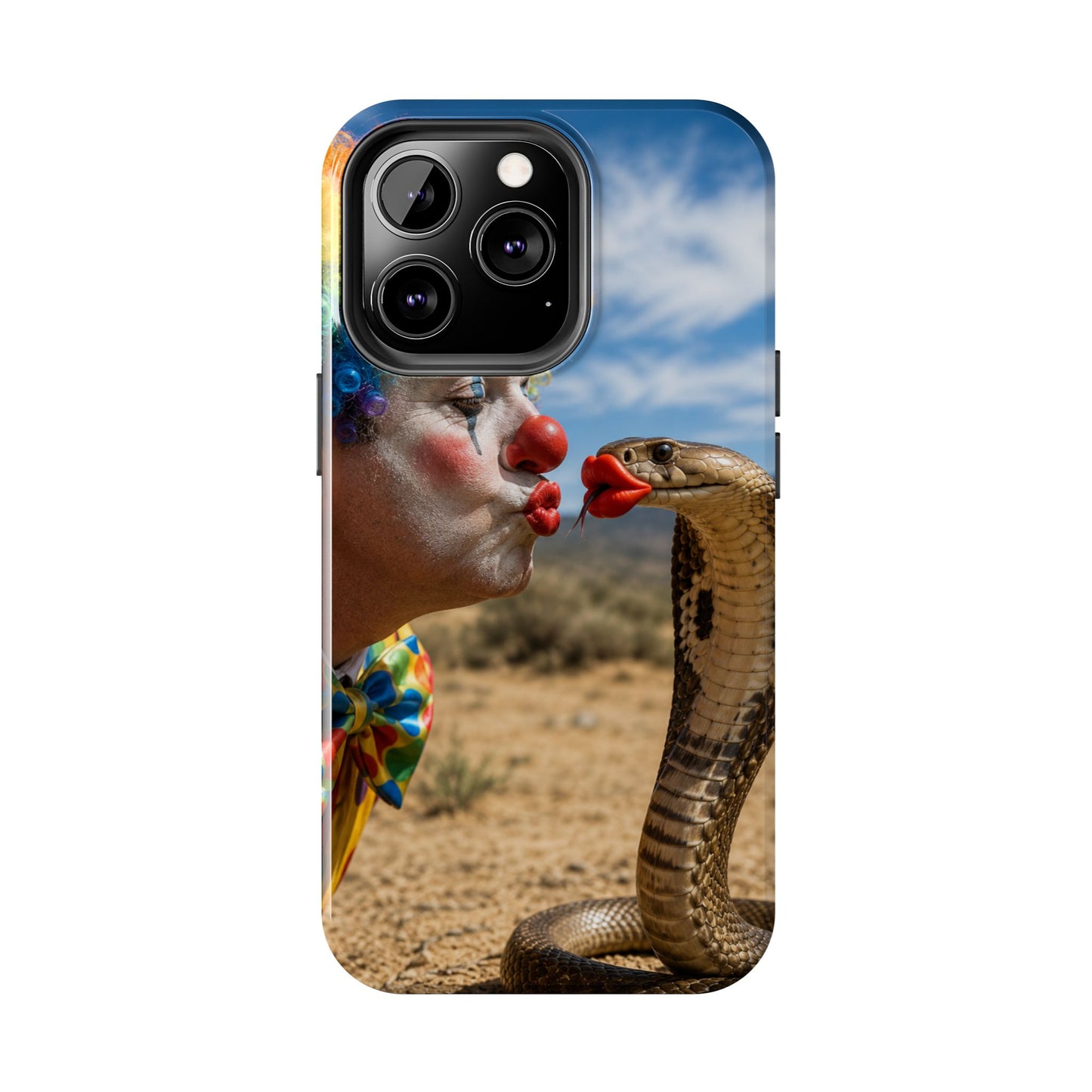 Clown & Cobra Tough Phone Case — Funny Kiss Design, Shockproof Protective Cover