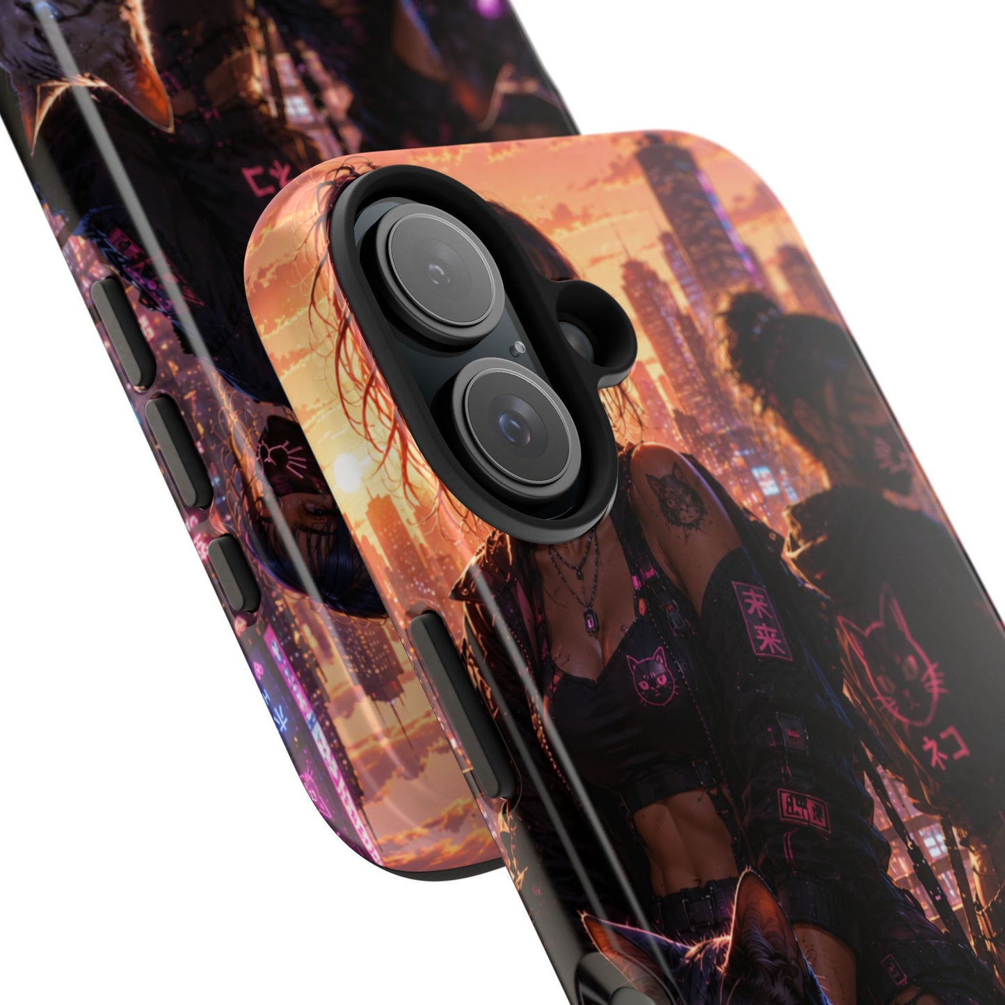 Cyberpunk Pack: Tough Phone Case with Neon Panther & City Sunset