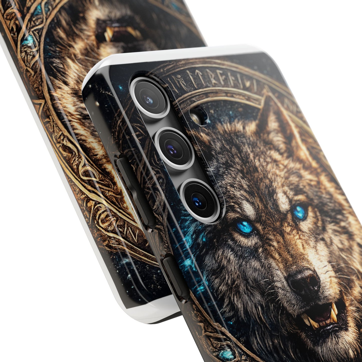 Wolf Pentagram Phone Case - Rugged Mystic Phone Cover with Glowing Blue Eyes