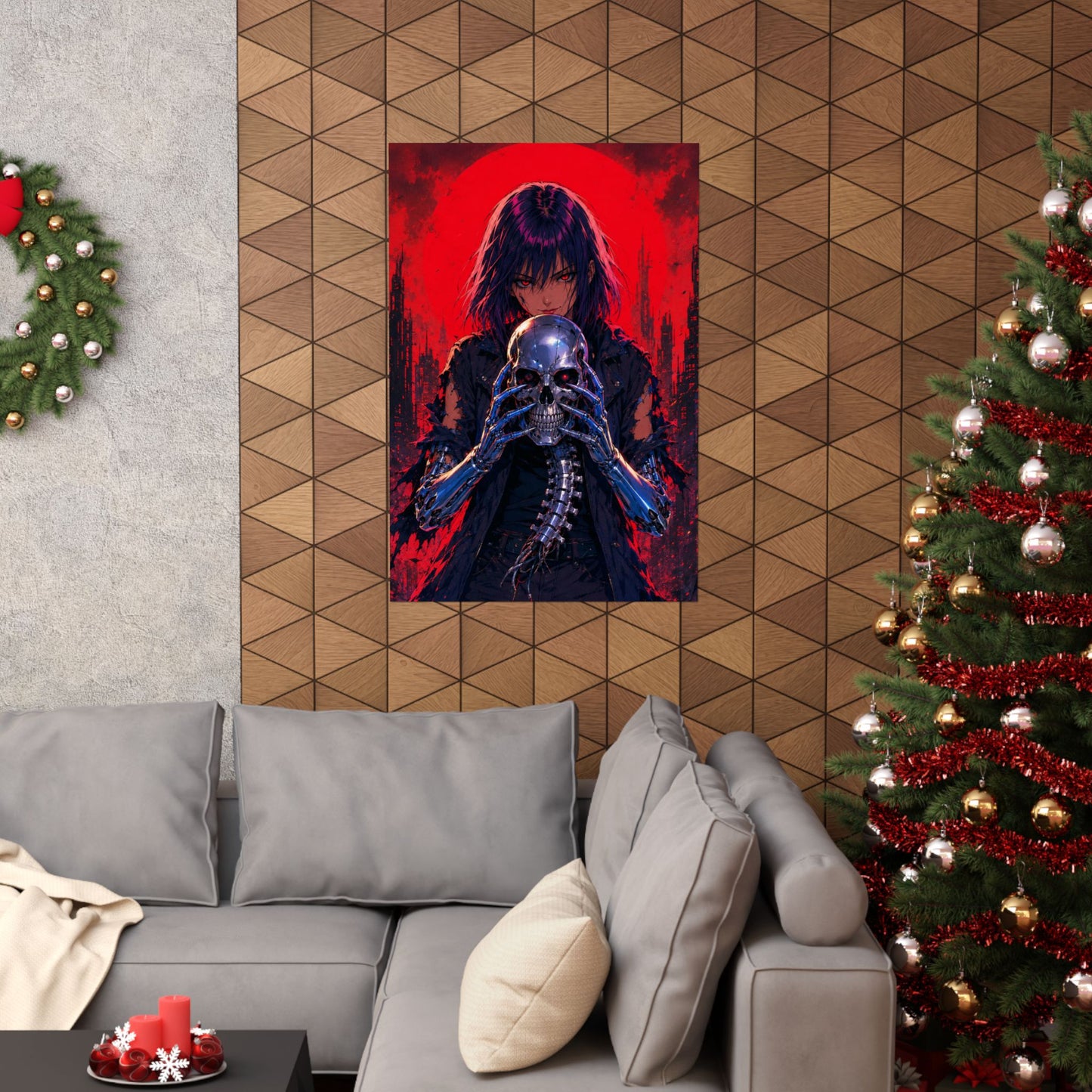 Metallic Souls Skull Poster — Gothic Anime Matte Vertical Wall Art