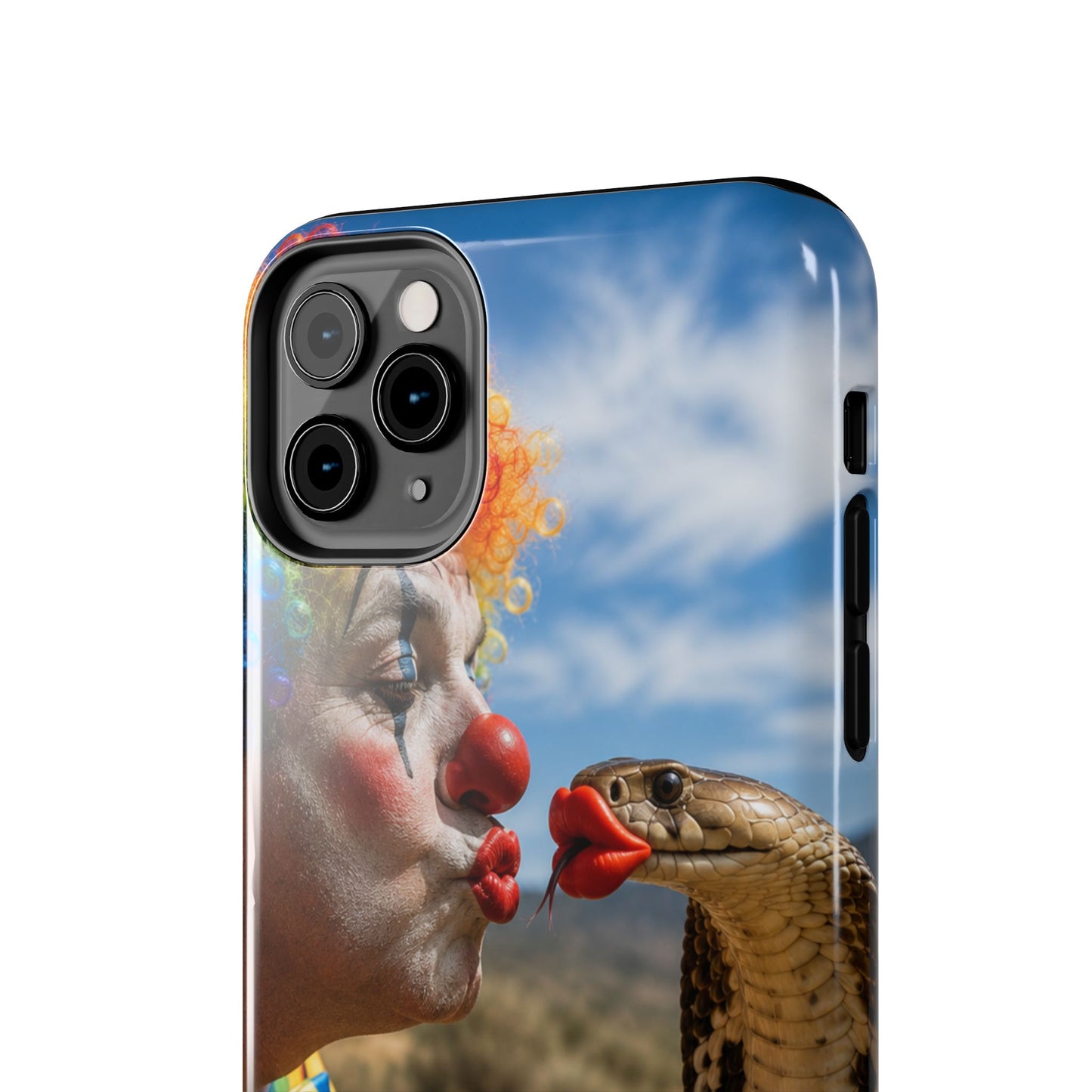 Clown & Cobra Tough Phone Case — Funny Kiss Design, Shockproof Protective Cover