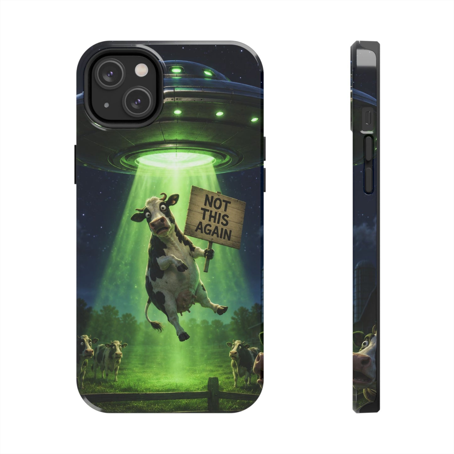 Phone Case — Funny Alien Abduction Cow Design ("Not This Again")