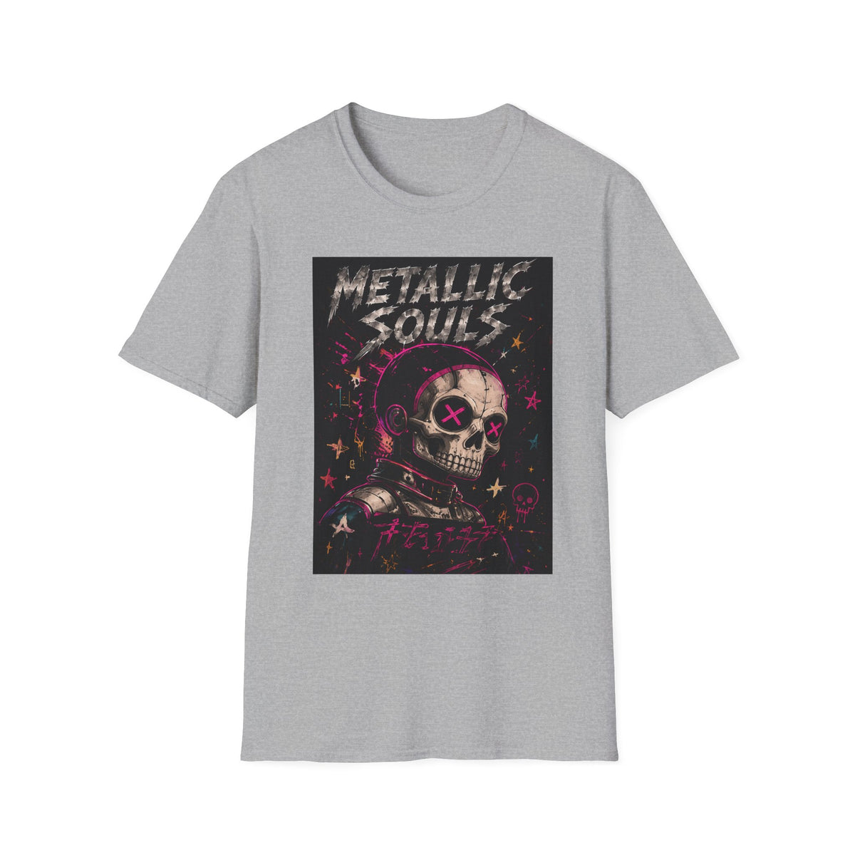 Metallic Souls Skull T‑Shirt — Retro Grunge Rock Tee