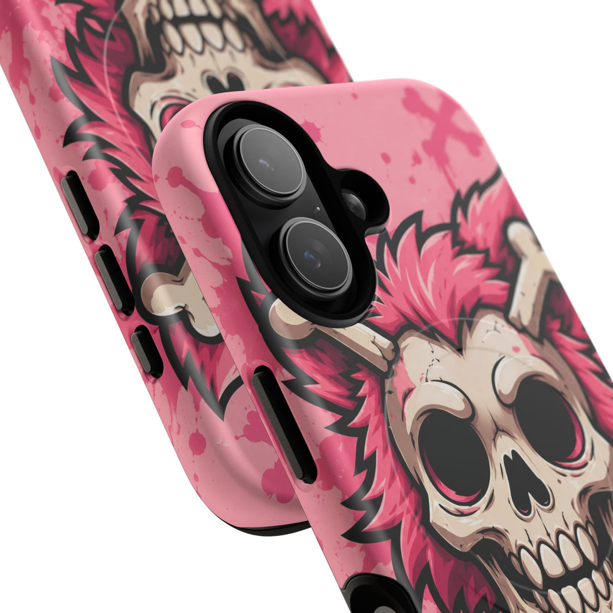 Pink Skull & Crossbones Tough Magnetic Phone Case — Punk Rock Protective Cover