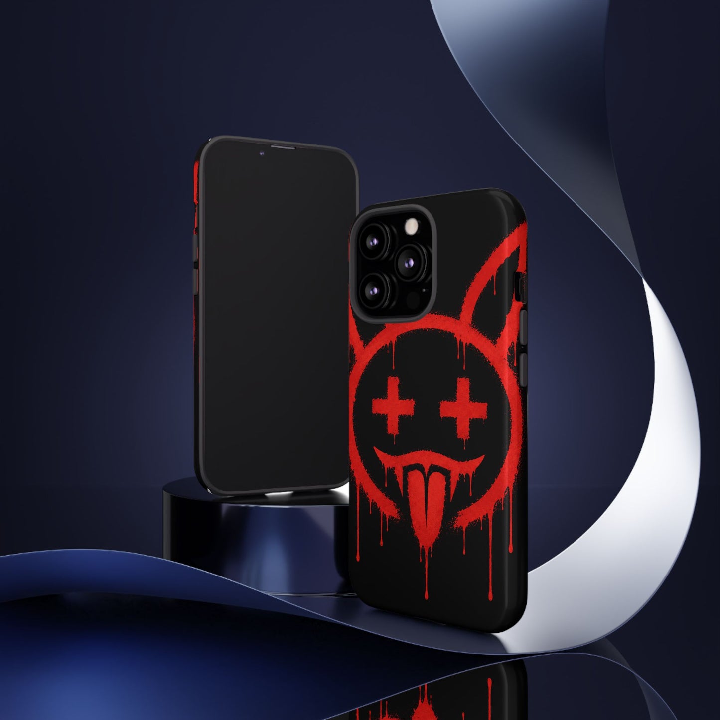 Phone Case - Metallic Souls Red Drip Smiley Graffiti Design