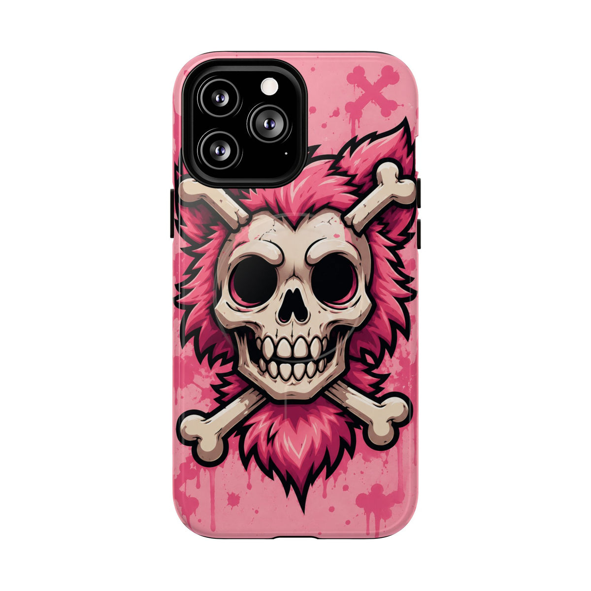 Pink Skull & Crossbones Tough Magnetic Phone Case — Punk Rock Protective Cover