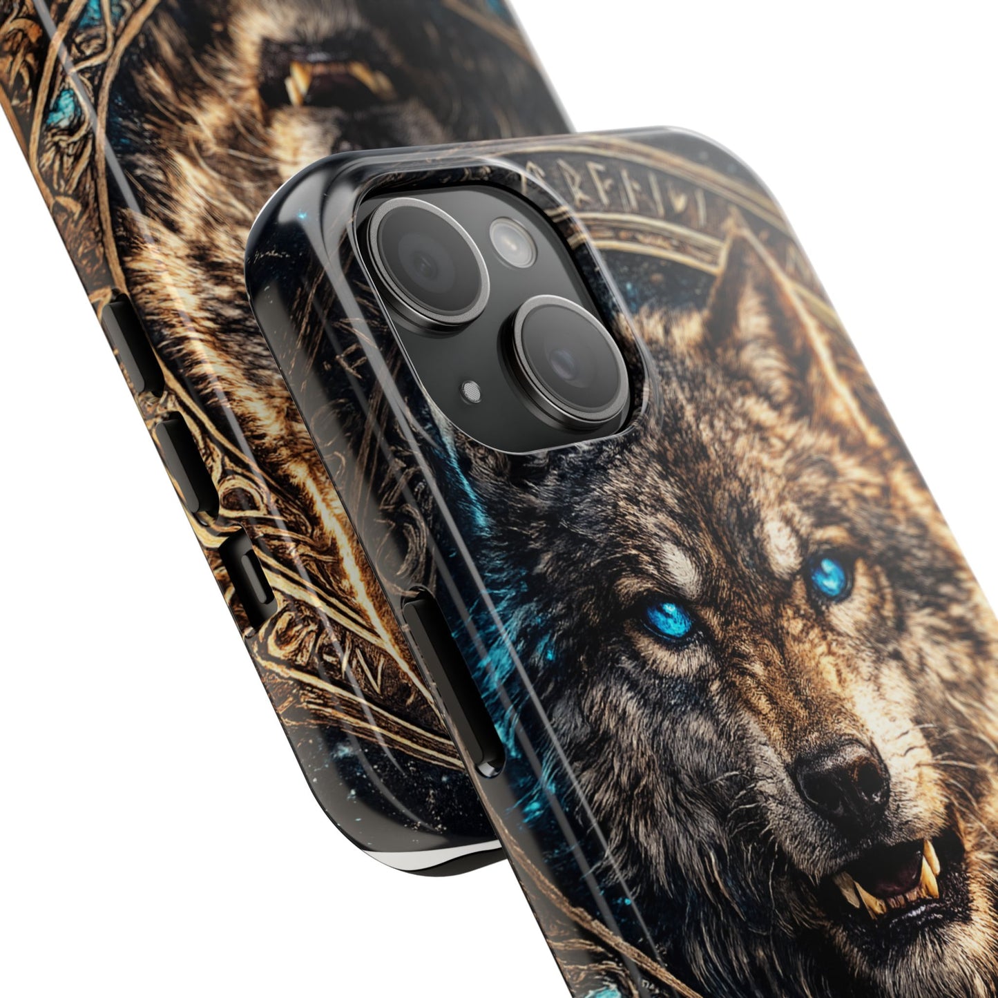 Wolf Pentagram Phone Case - Rugged Mystic Phone Cover with Glowing Blue Eyes