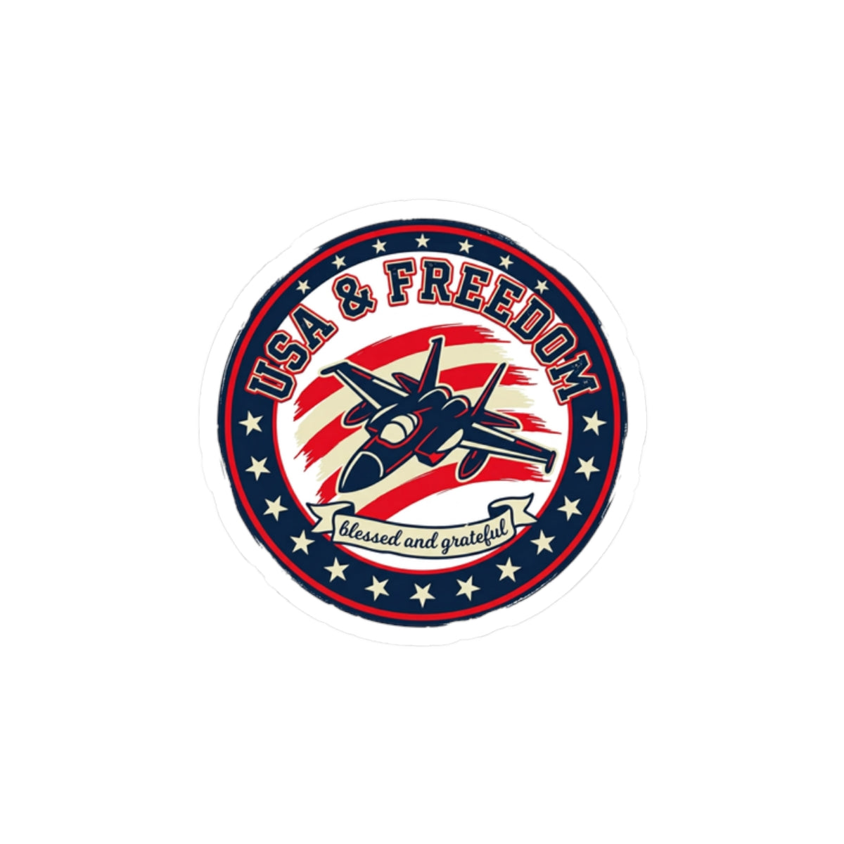 USA & Freedom Kiss-Cut Sticker | faith-based patriotic, vintage Americana