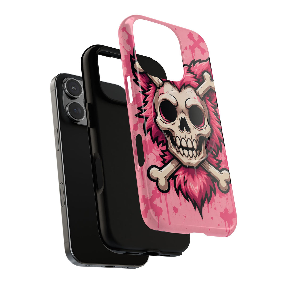 Pink Skull & Crossbones Tough Magnetic Phone Case — Punk Rock Protective Cover