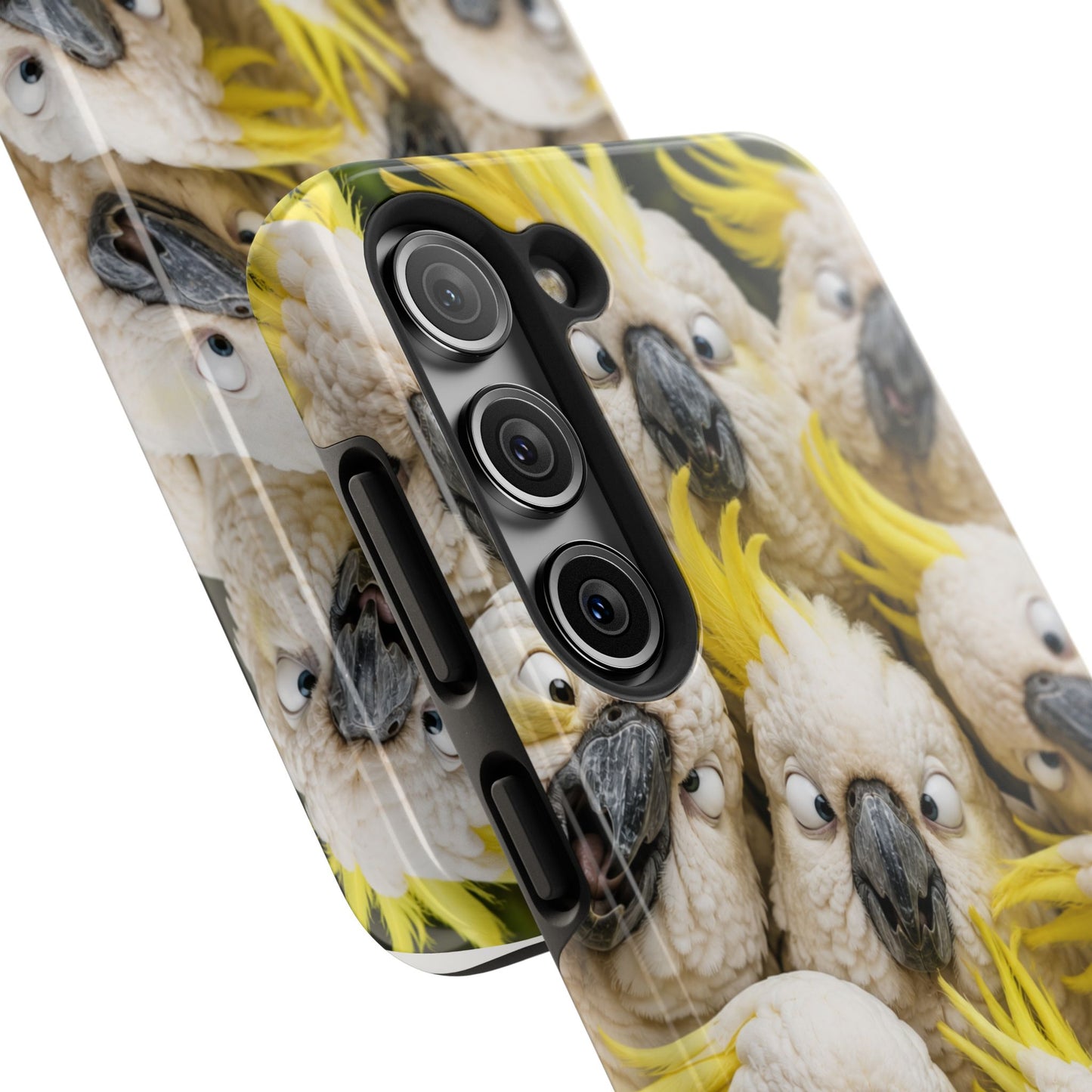 Cockatoo Collage Tough Phone Case — Funny Yellow Crested Bird Protective Phone Cover