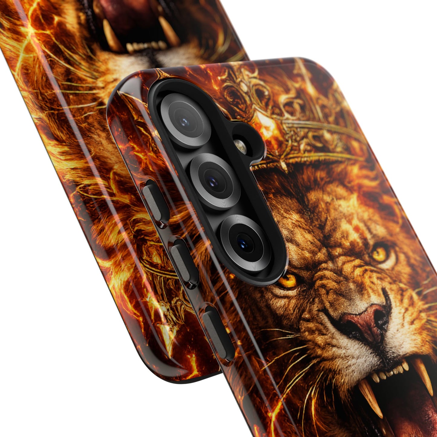 Fiery Lion King Tough Phone Case — Protective iPhone Case with Roaring Crown Design