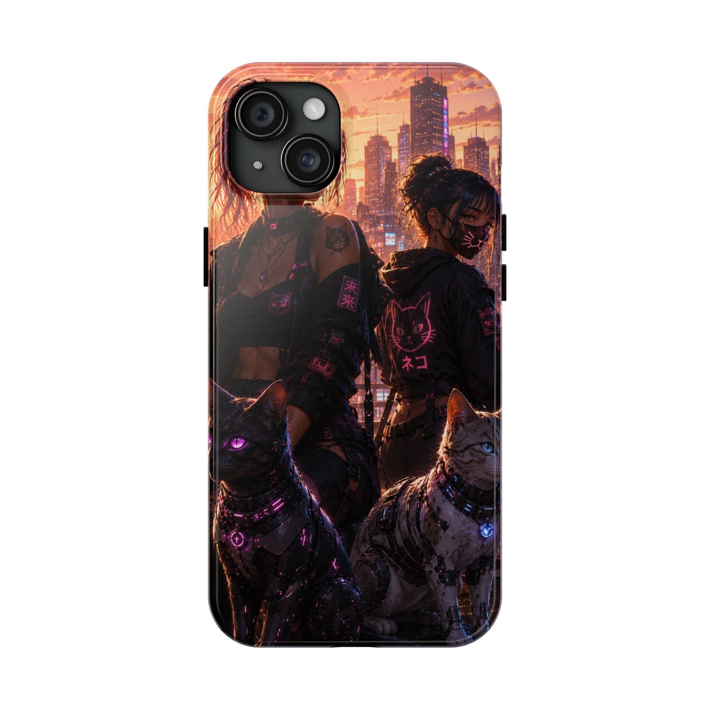 Cyberpunk Pack: Tough Phone Case with Neon Panther & City Sunset