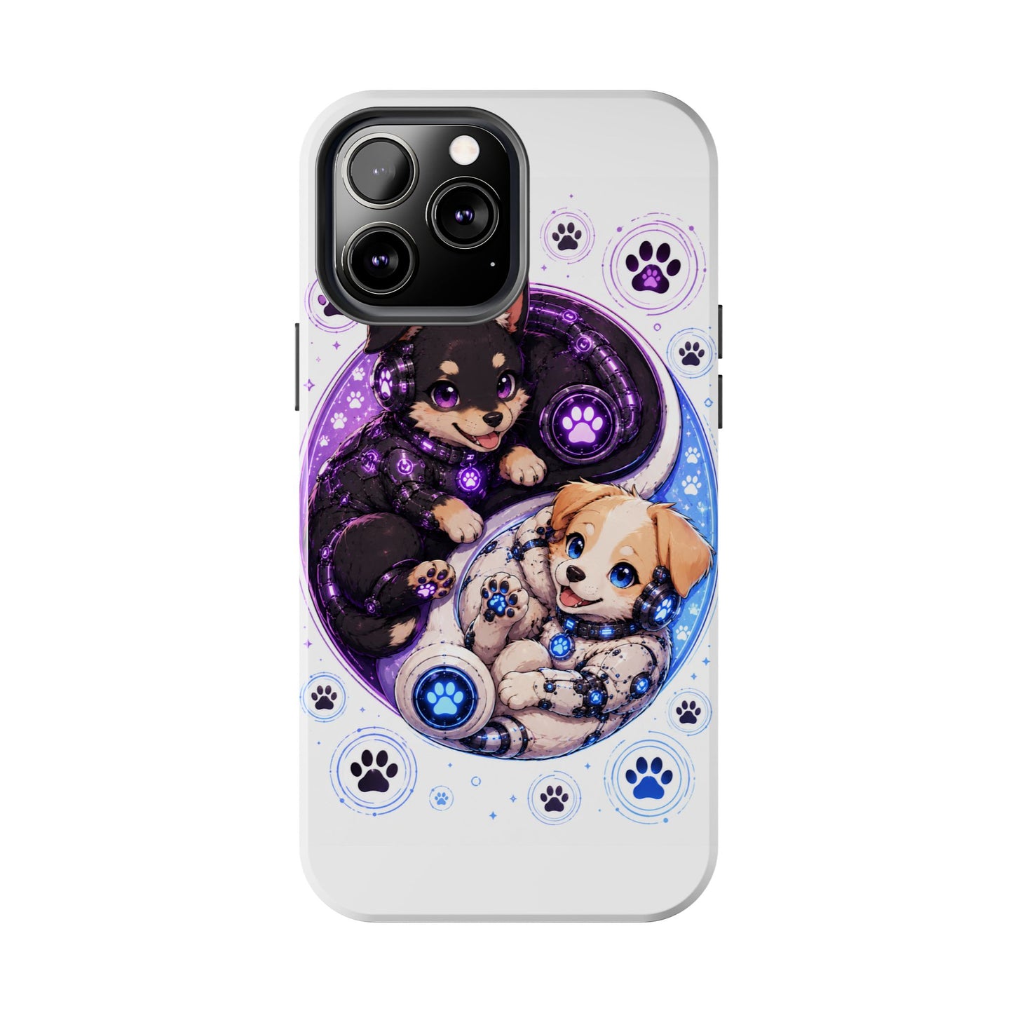 Yin Yang Puppy Tough Phone Case — Cute Paw Print Dog Protector