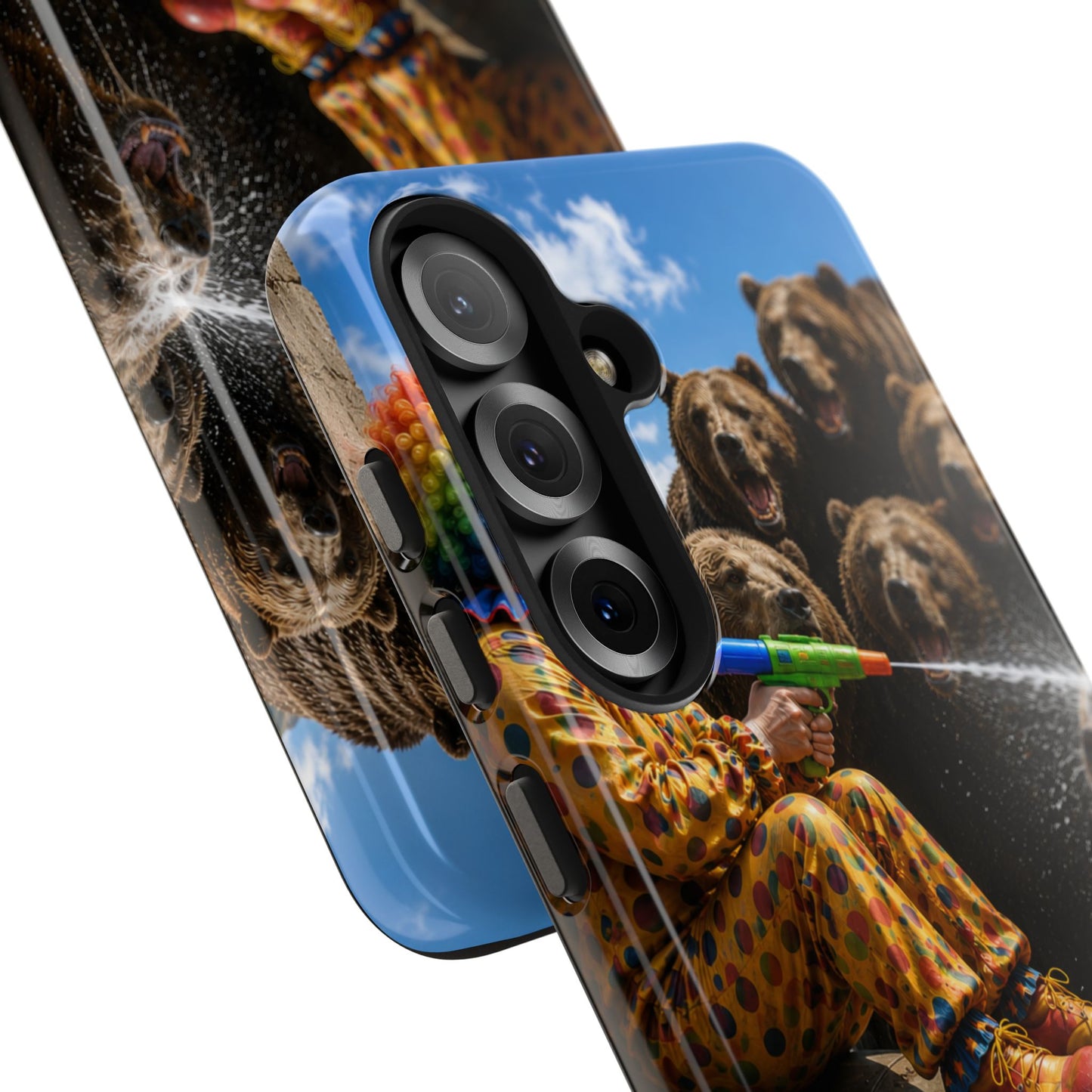 Tough Phone Case — Surreal Clown vs. Bears Protective Phone Cover