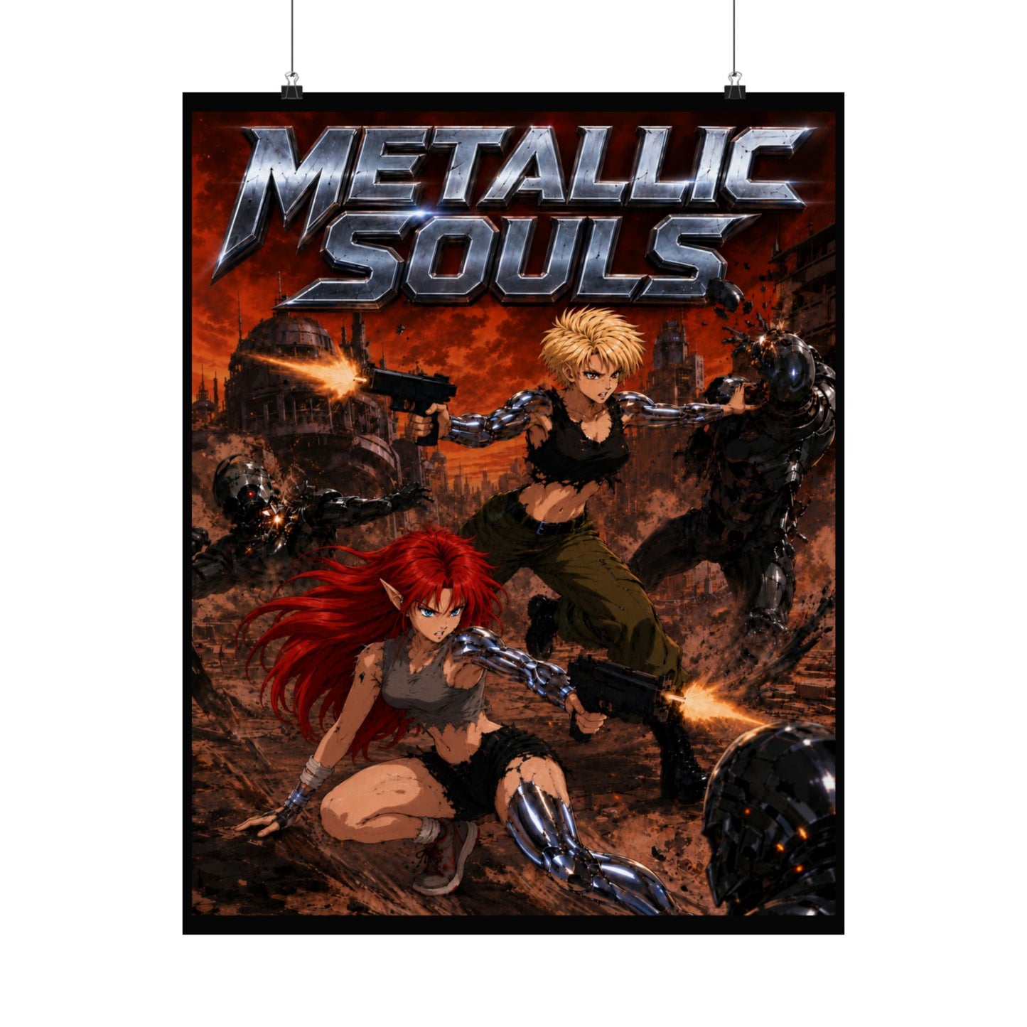 Metallic Souls Poster — Anime Sci‑Fi Action Matte Vertical Print