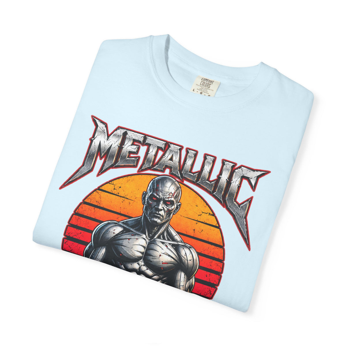 Metallic Souls T-Shirt — Retro Sunset Muscular Warrior Graphic Tee