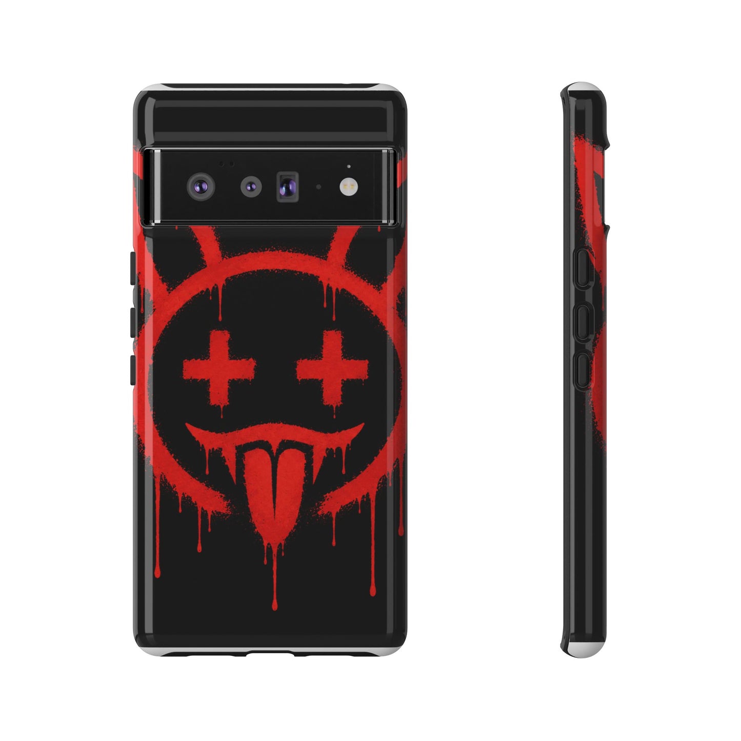 Phone Case - Metallic Souls Red Drip Smiley Graffiti Design