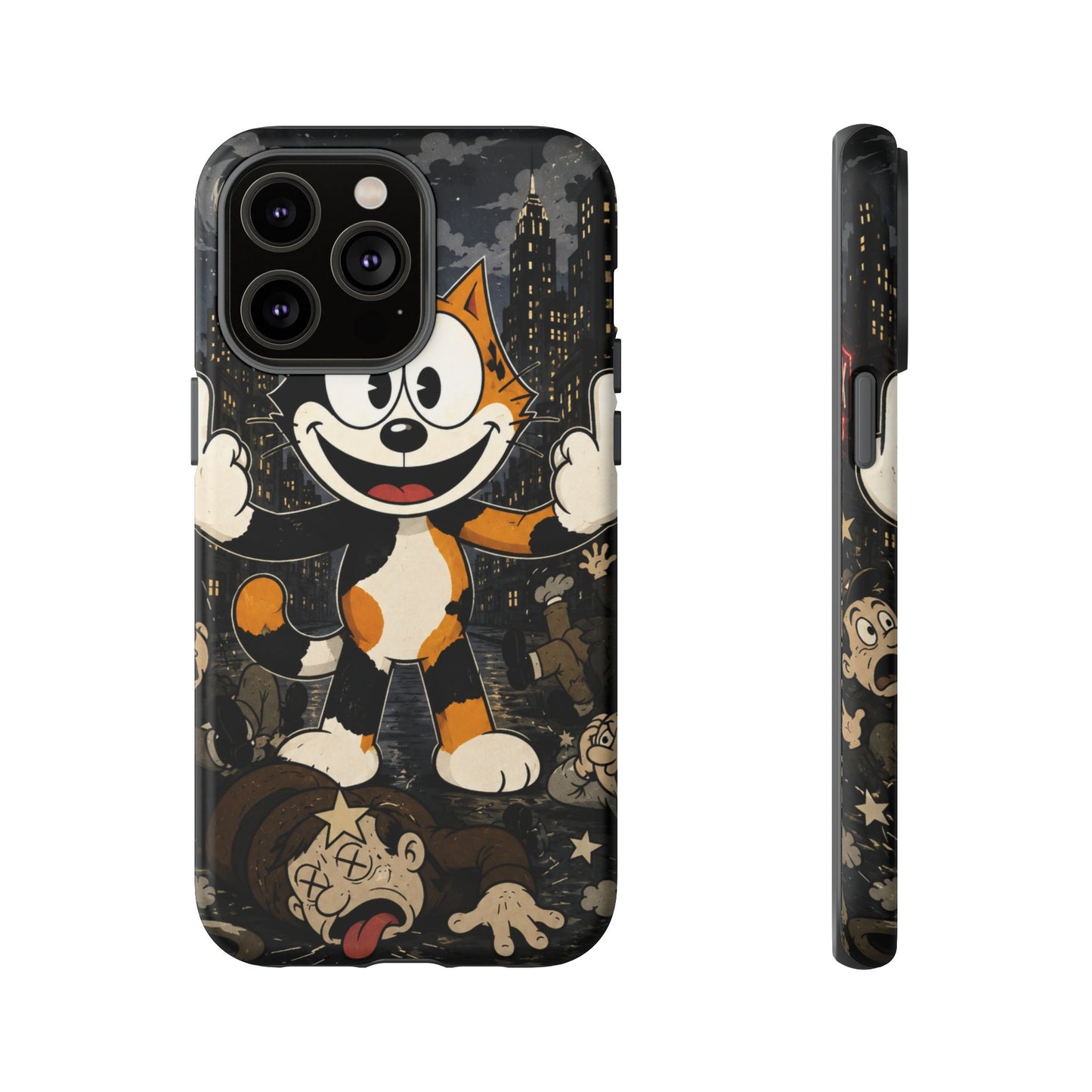 Vintage Cartoon Cat Phone Case — Edgy Felix-Style Illustration