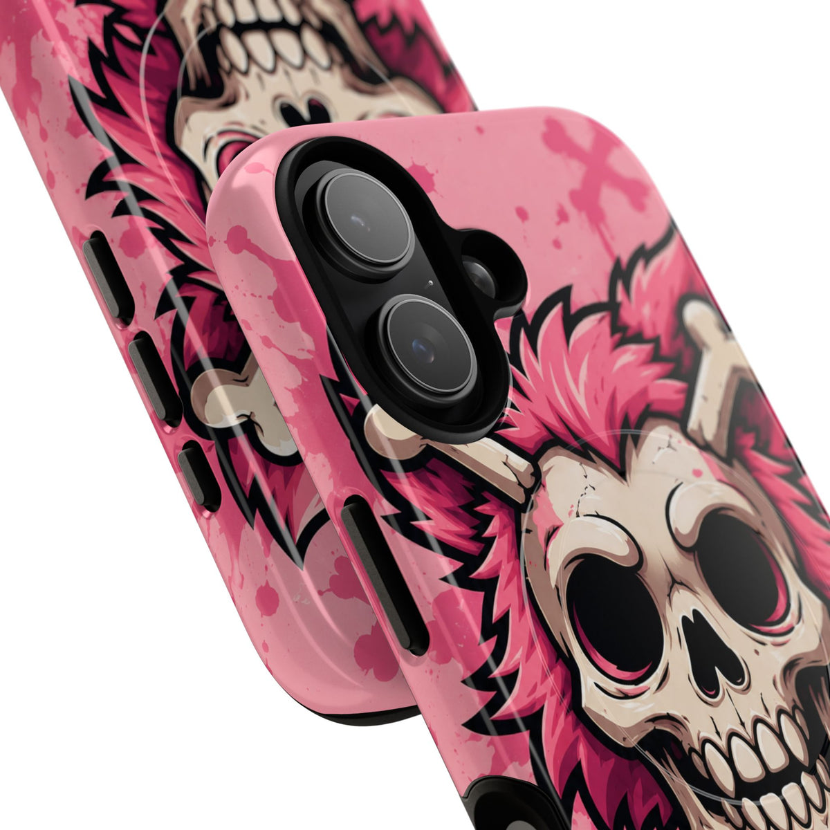 Pink Skull & Crossbones Tough Magnetic Phone Case — Punk Rock Protective Cover