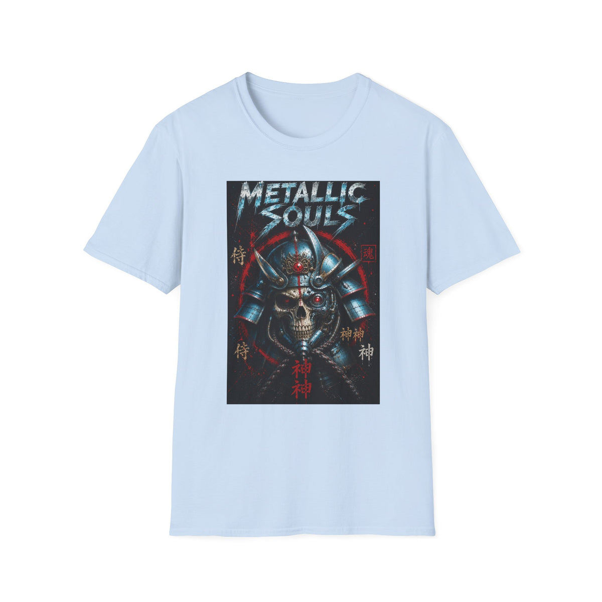Metallic Souls Samurai Helmet T‑Shirt — Vintage Mecha Warrior Graphic Tee