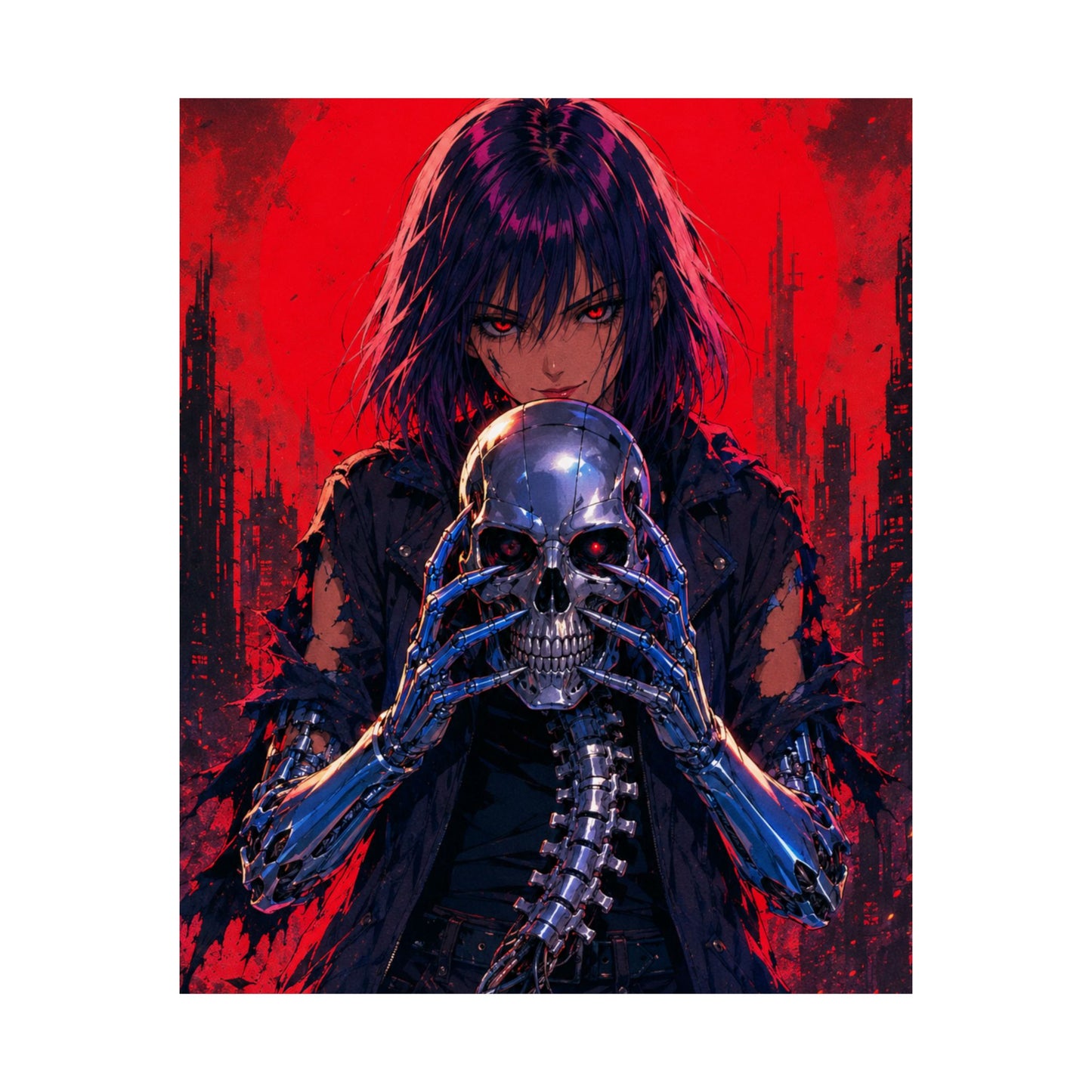 Metallic Souls Skull Poster — Gothic Anime Matte Vertical Wall Art