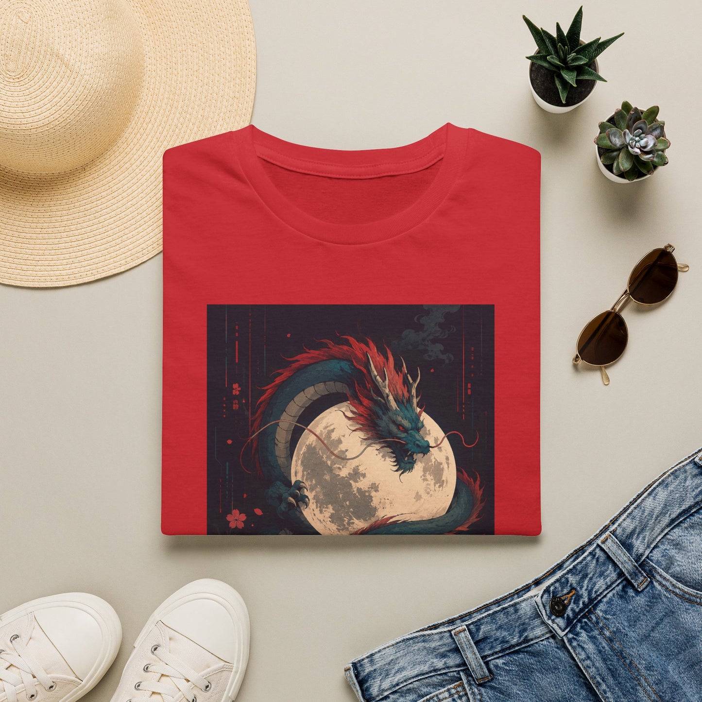 Dragon Moon T-Shirt — Mystical Japanese Serpent Design
