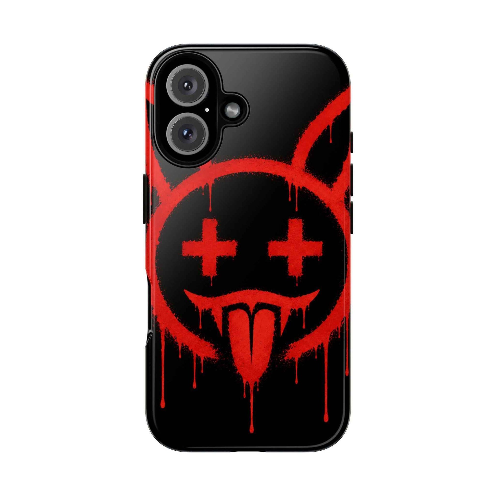 Phone Case - Metallic Souls Red Drip Smiley Graffiti Design