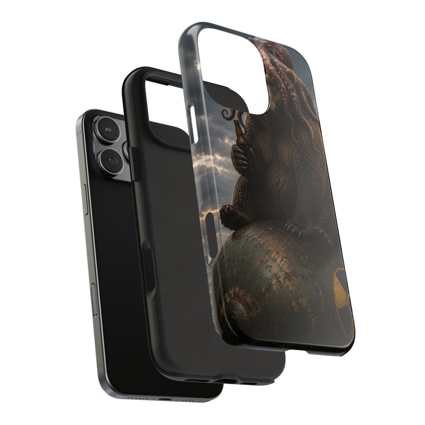 Tough Phone Case — Post‑Apocalyptic Bear with Octopus Helmet on Nuclear Bomb