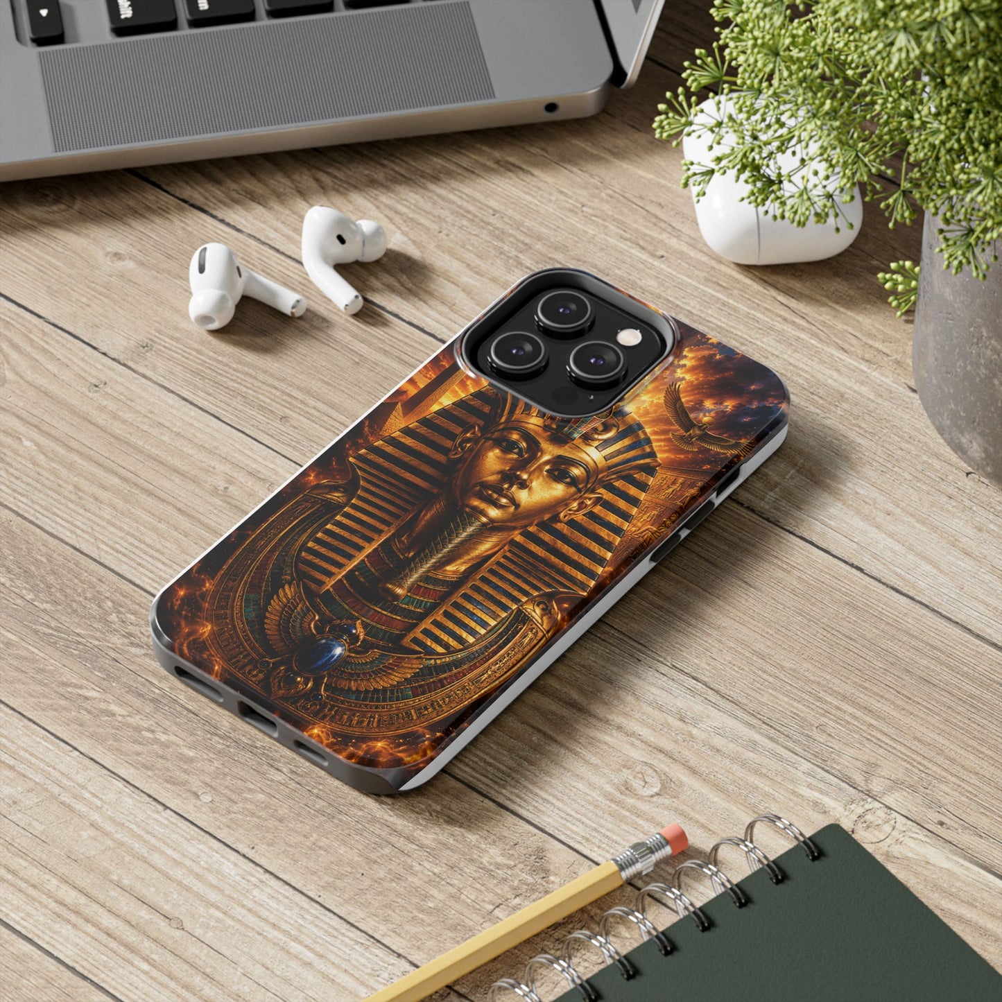 Egyptian Pharaoh Tough Phone Case — Protective Golden Tutankhamun Design
