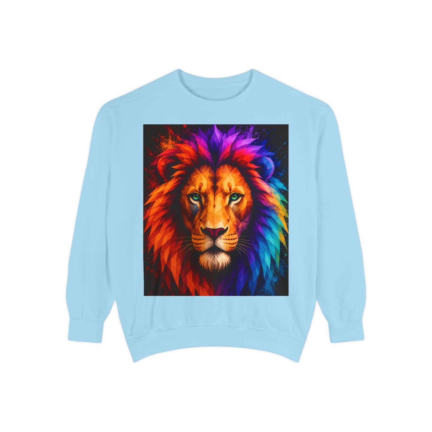 Colorful Lion Sweatshirt — Vibrant Rainbow Mane Crewneck