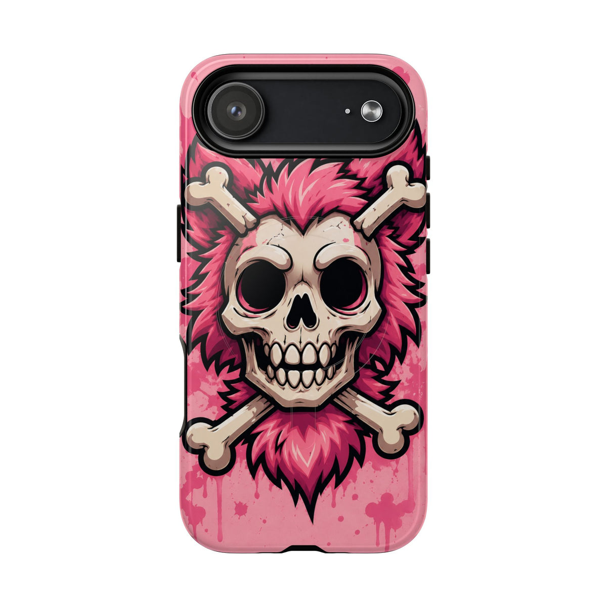 Pink Skull & Crossbones Tough Magnetic Phone Case — Punk Rock Protective Cover