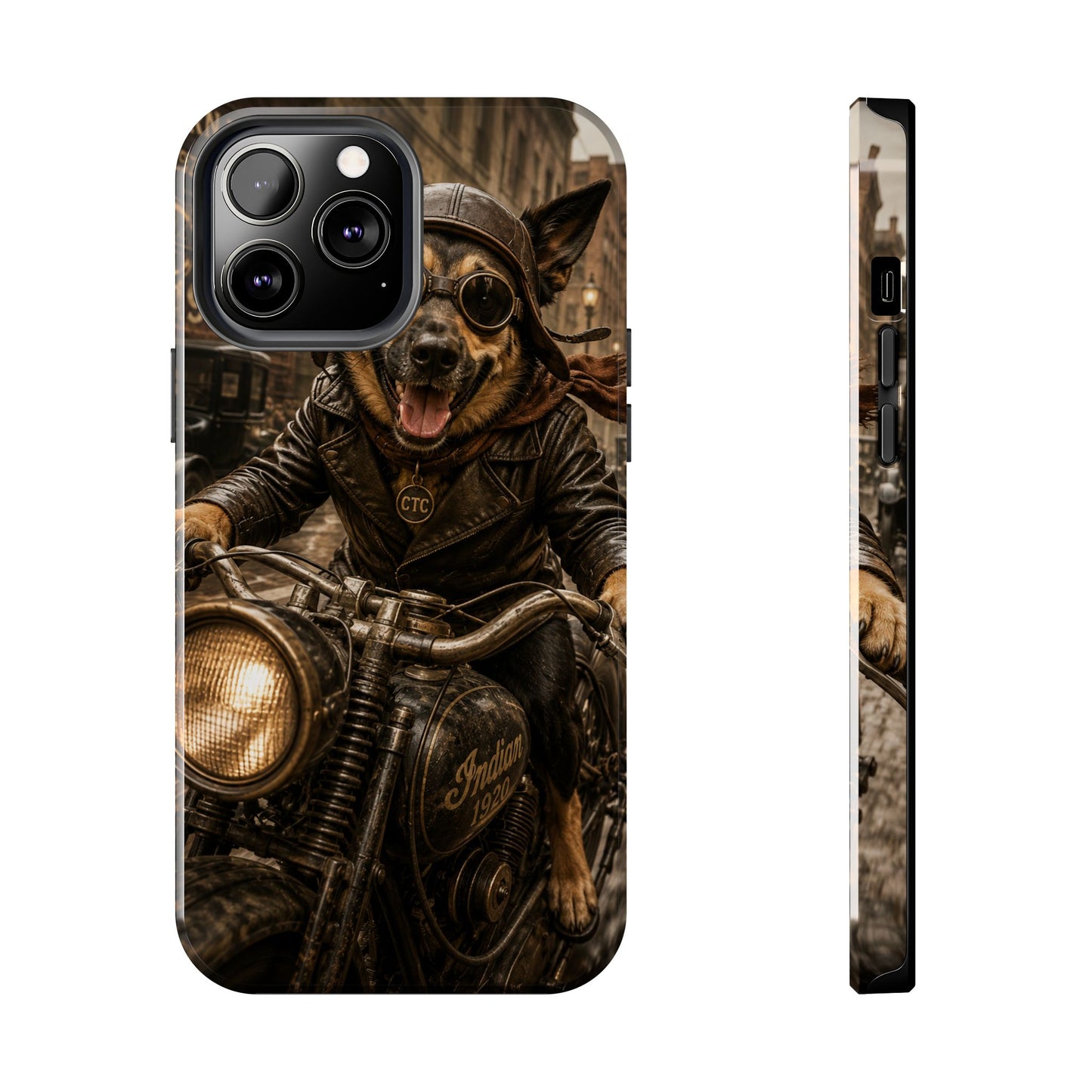 Phone Case — Biker Dog Riding Motorcycle Protective Tough Cover
